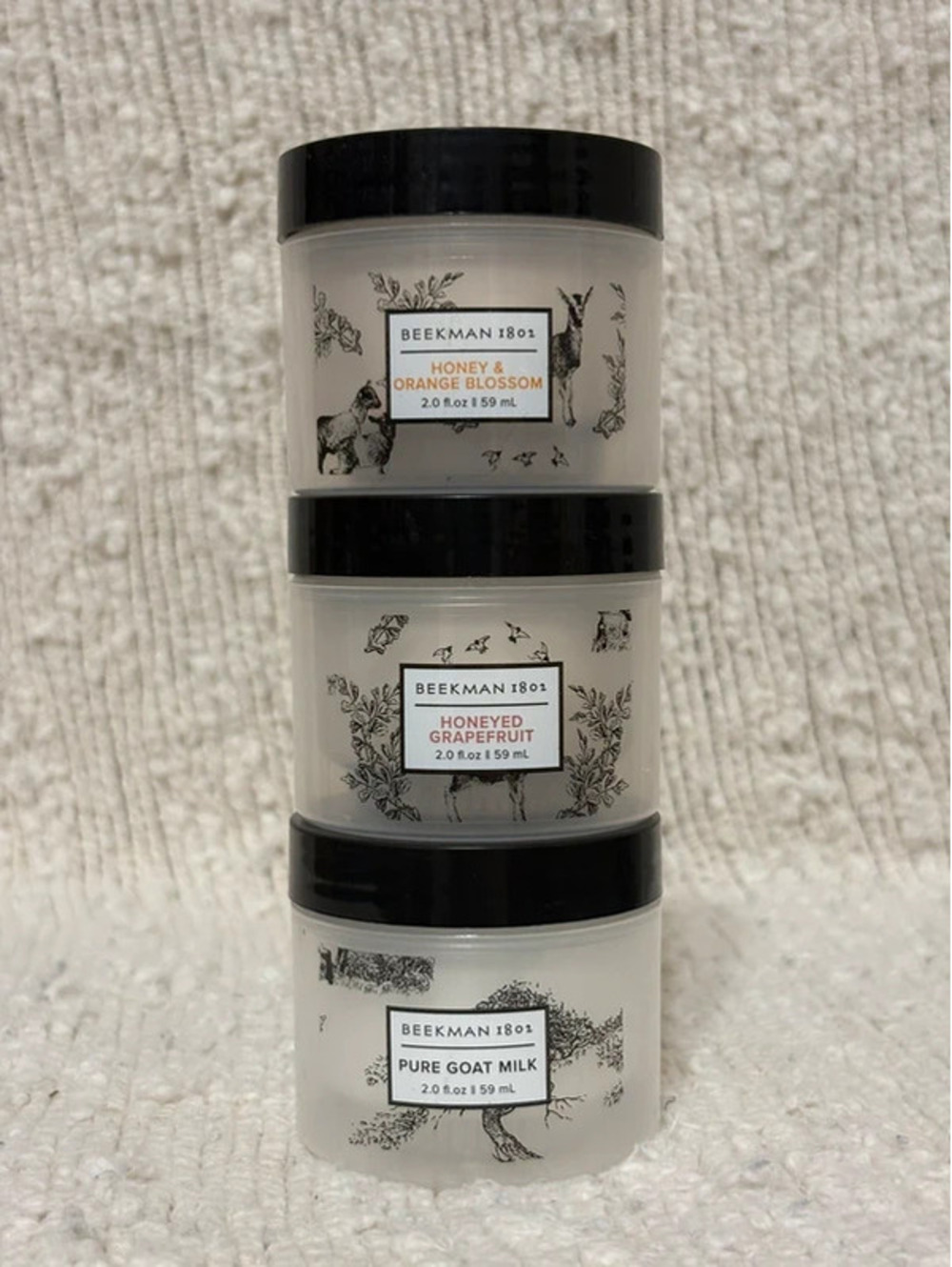 Set of three 2.0 fl. oz. Beekman 1802 Whipped Body Cream jars